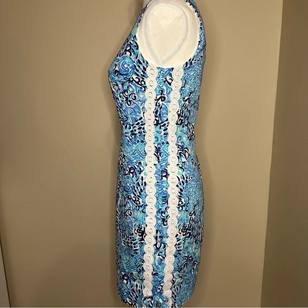 Lilly Pulitzer Mila Stretch Shift Dress Light Aqua Spritz Size 2 - Picture 4 of 7